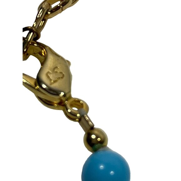 Vtg Lee Sands 18" necklace teal dyed magnesite disks detailed beads chain - Picture 5 of 13